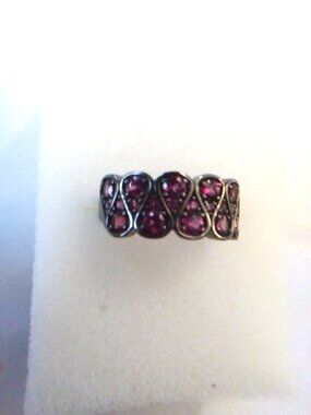 Rhodonite Gunmetal Silver Ring